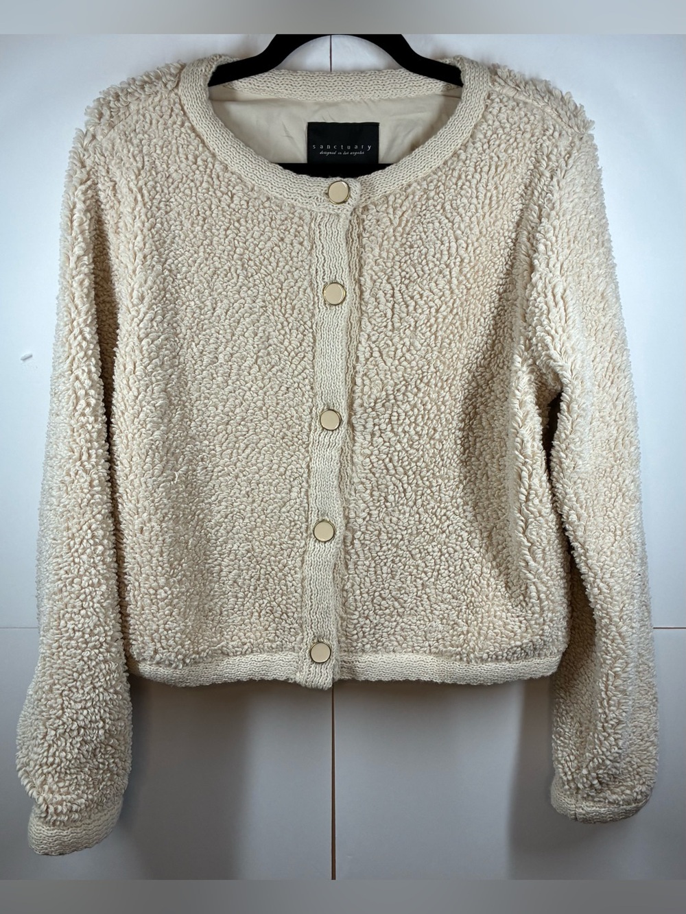 NWT Sanctuary Sherpa Jacket Cream Ivory Button Front Size Medium